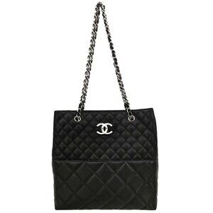 Chanel Black Calfskin Shoulder Tote Bag